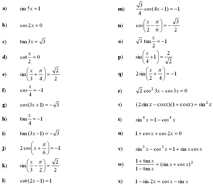 Trigonometric equations and inequalities - Exercise 2